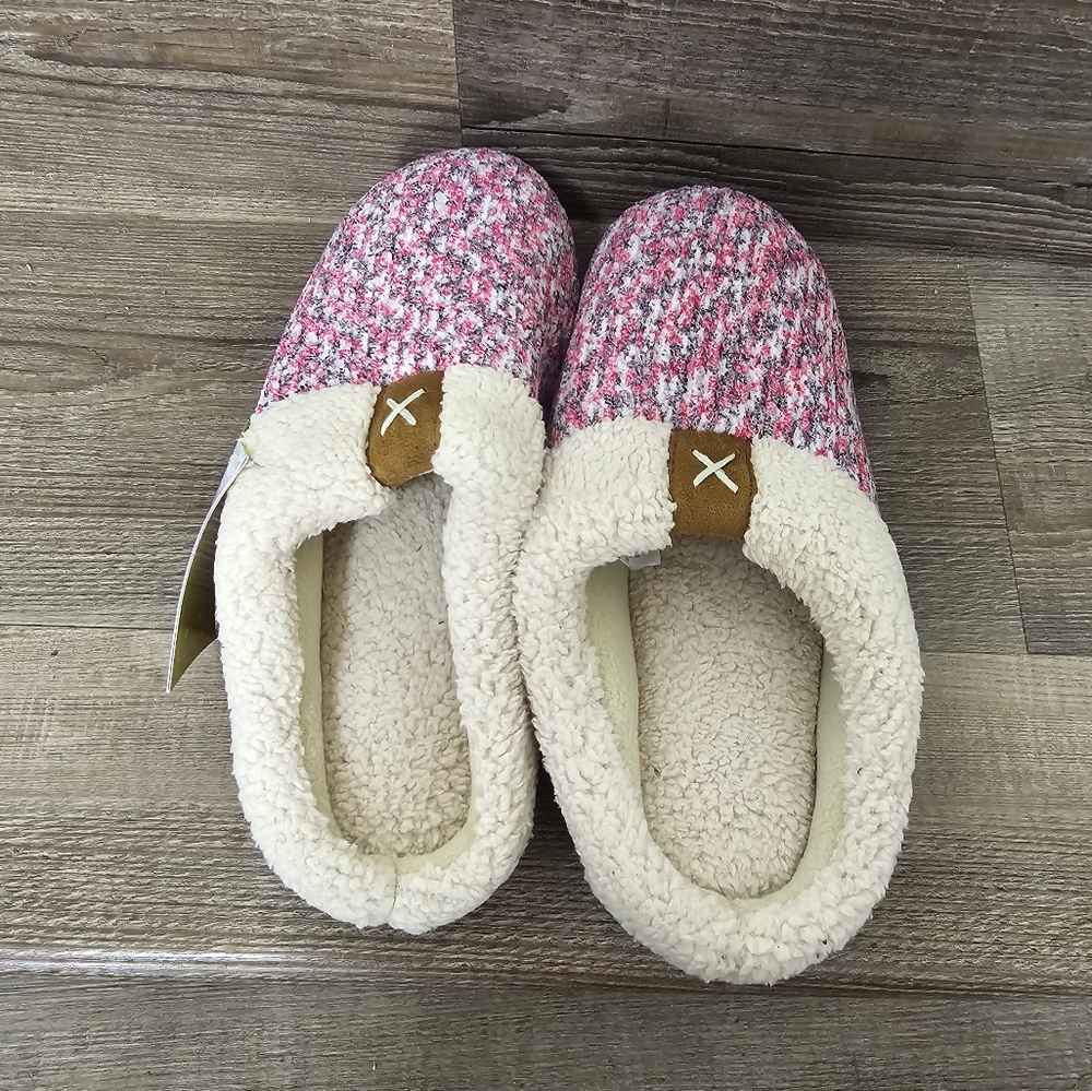 Ultraideas slippers,pink and ivory, rubber soled size 7/8 NWT